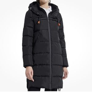 Orolay Women's Long Thickened Hooded Down Puffer Jacket-Size L- Black- NEW
